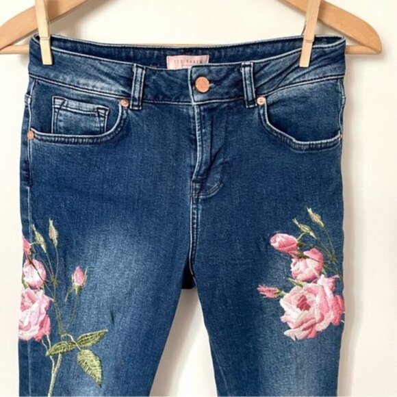 Ted Baker Khlowe Floral Embroidered Boyfriend Jeans - Picture 9 of 13